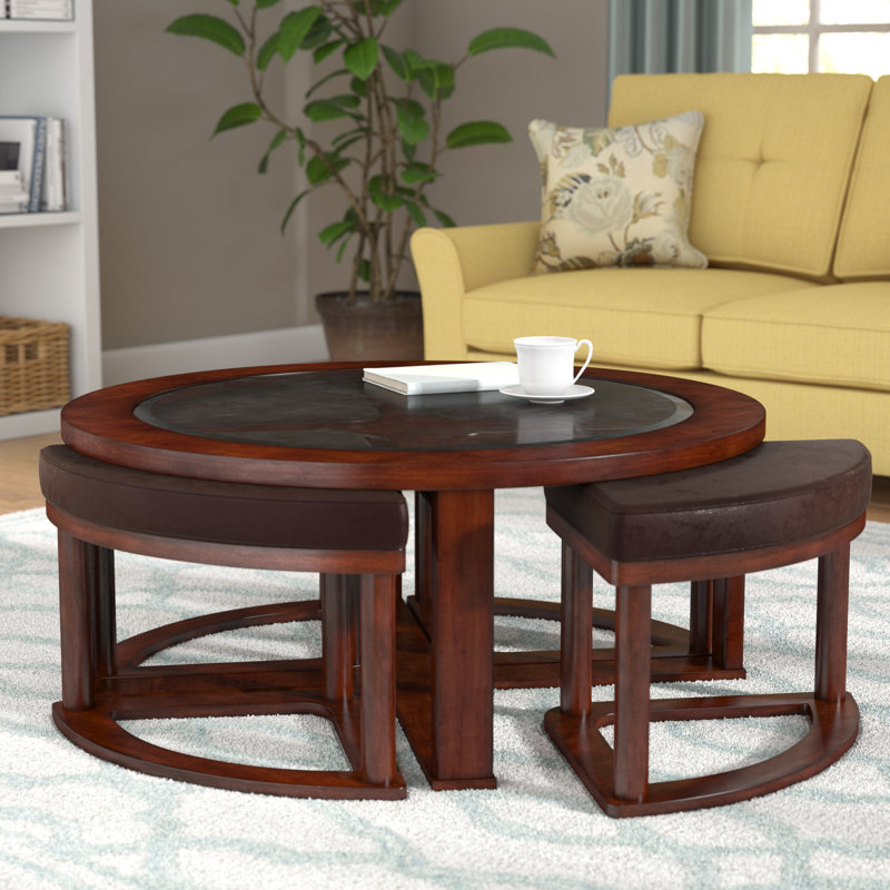 Darby Home Co Eastin Coffee Table with Nested Stools